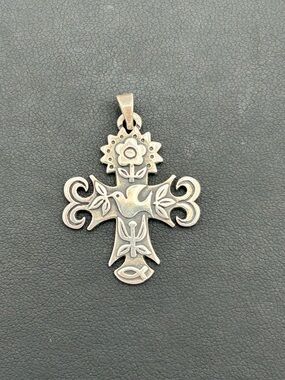 James Avery Silver Floral Cross Pendant